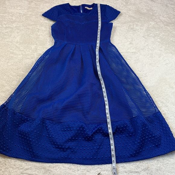 Cobalt blue mesh and bubble fit and flare scuba dress, size 1 - Picture 9 of 13